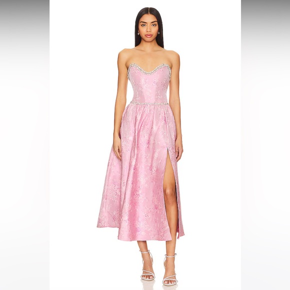 V. Chapman Lucia Corset Midi Dress in Orchid Haze Windsor - Picture 1 of 4